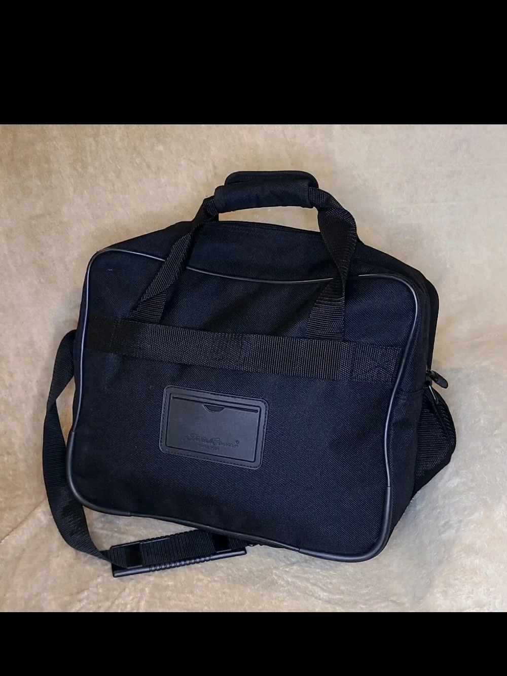 Eddie Bauer black carry on luggage canvas shoulder bag adjustable strap zip
